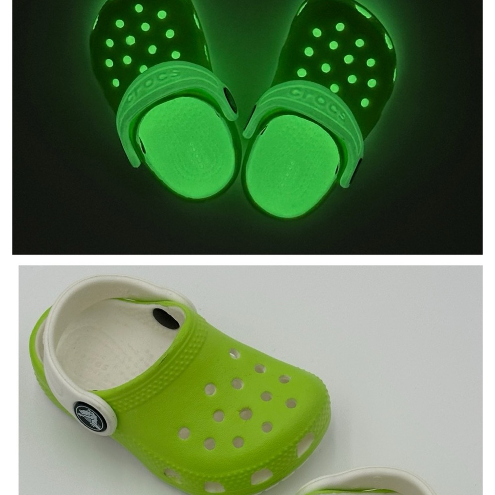 NEW Crocs Classic Glow in the Dark Kids Clogs Limeade Toddler 4T
